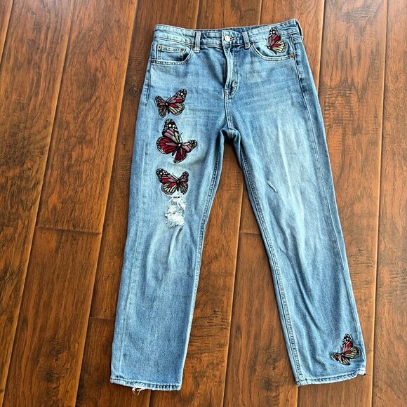 Lucky Bridgette high rise slim straight jean w butterfly embroidery 4 - Picture 2 of 13